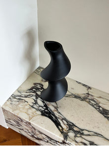 Black twist ceramic vase for flowers or decorative home styling