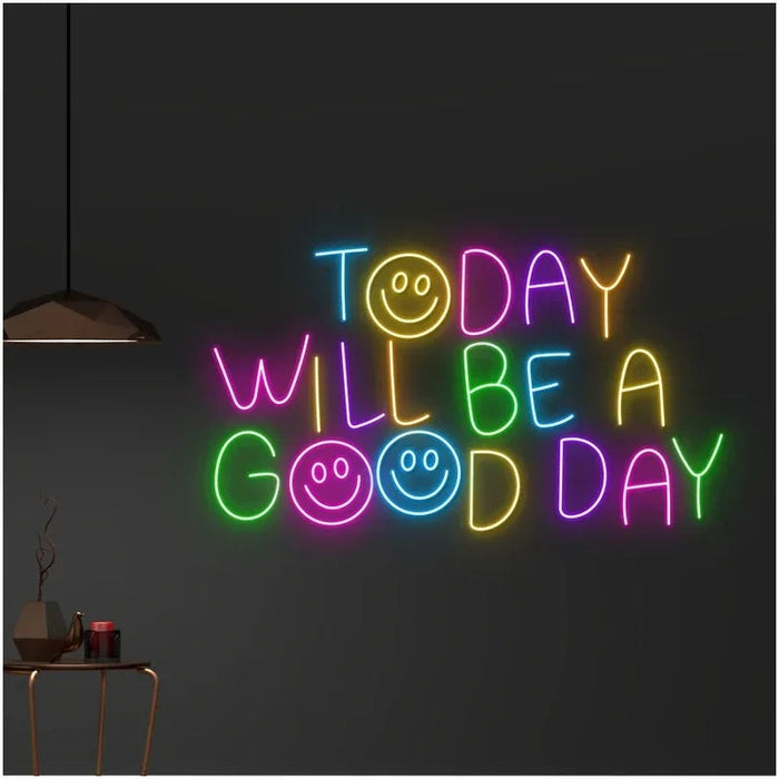 Good Day Smile Face LED neon sign for cheerful wall decor