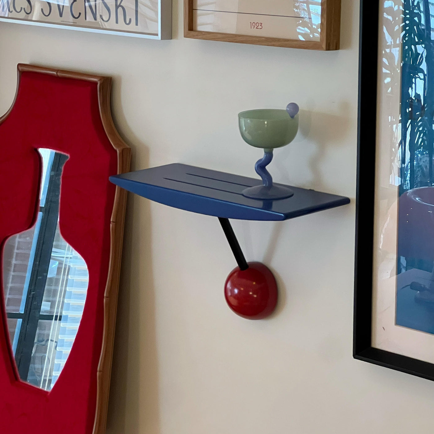Solid wood wall organizer shelf for compact home storage