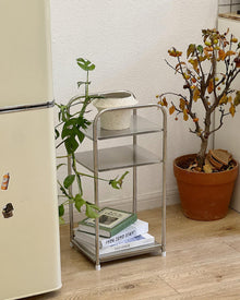 Vintage style two-tier stainless steel floor storage rack