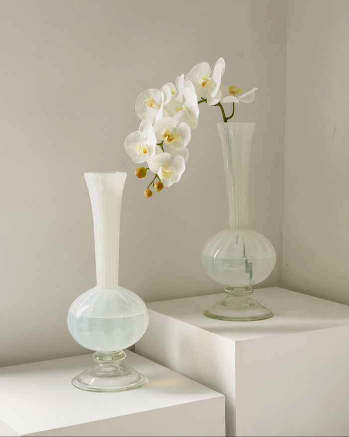 Jade glass tall flower vase for home decor