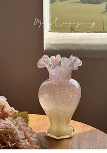 Peach purple glass flower vase with gradient finish