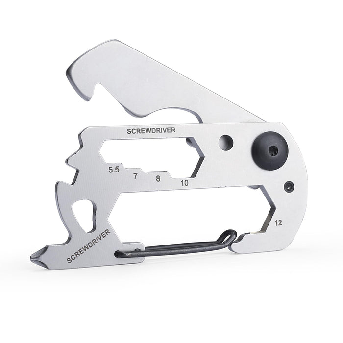 Fekete rozsdamentes acél EDC multitool kulcskarikával