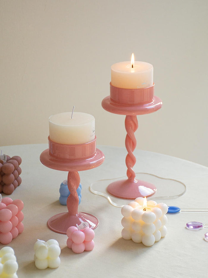 Roman column glass candle holder for elegant home decor
