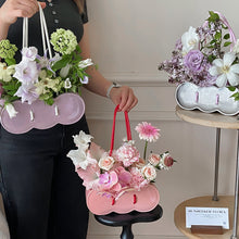 Purple handbag-shaped ceramic flower vase for decorative home styling