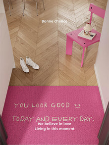 Pink “You Look Good” entryway doormat for front door, hallway, or porch