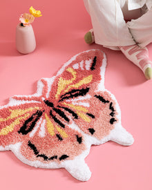 Blue butterfly tufted accent rug for bedroom or living room decor
