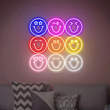 Happy face LED neon sign for cheerful wall decor