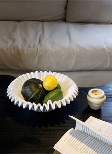 Black resin wave fruit tray for serving fruit, snacks, or decorative accents