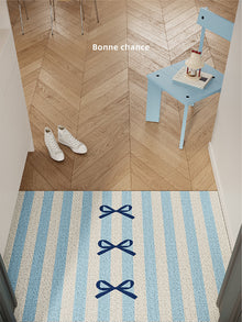 Blue bow knot entryway doormat for indoor or covered doorway