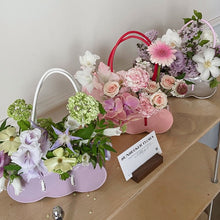 Purple handbag-shaped ceramic flower vase for decorative home styling