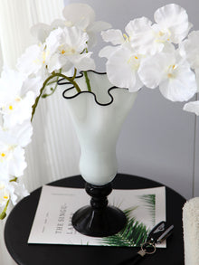 Classic black and white glass flower vase for home decor