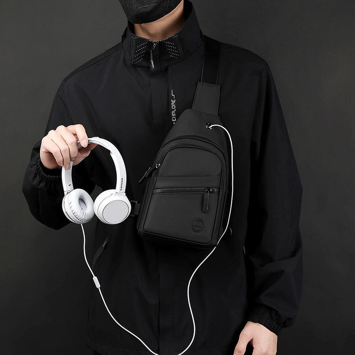 Fekete crossbody sling táska cipzáras rekeszekkel