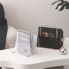 Clear acrylic magazine and book rack for desk or floor storage