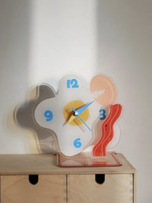 Egg-shaped acrylic desktop clock for home or office decor