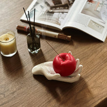 Apple-shaped ceramic incense holder for home decor