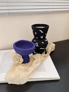 Hand-painted rustic ceramic vase for flowers and home decor