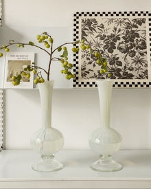 Jade glass tall flower vase for home decor