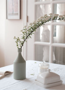 Green geometric Morandi ceramic vase for modern home decor