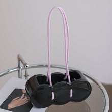 Purple handbag-shaped ceramic flower vase for decorative home styling