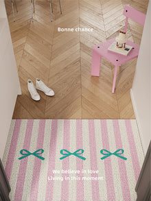 Blue bow knot entryway doormat for indoor or covered doorway