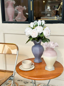 Peach purple glass flower vase with gradient finish