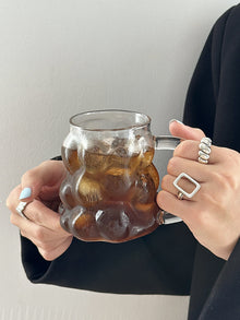 Grape shaped glass coffee cup with handle