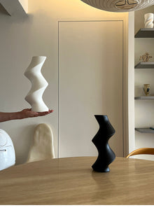 Black twist ceramic vase for flowers or decorative home styling