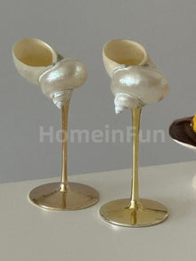 Set of two handmade gold conch wine glasses