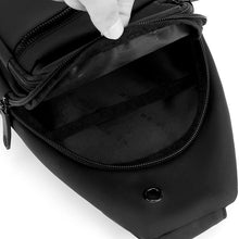 Fekete crossbody sling táska cipzáras rekeszekkel