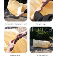 Inflatable outdoor lounger sofa for portable seating at the beach, campsite or garden