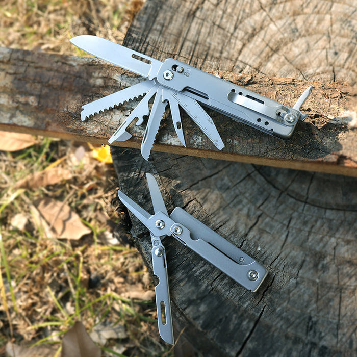Ezüst összecsukható EDC multitool fogó kulcskarikával