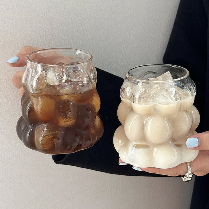 Grape shaped glass coffee cup with handle