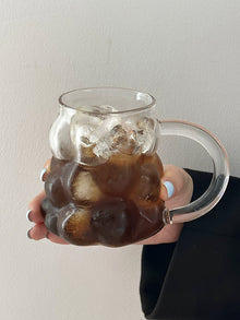 Grape shaped glass coffee cup with handle