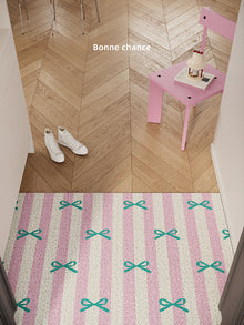 Blue bow knot entryway doormat for indoor or covered doorway