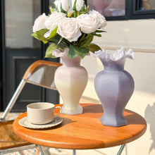Peach purple glass flower vase with gradient finish