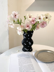 Hand-painted rustic ceramic vase for flowers and home decor