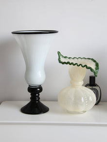 Classic black and white glass flower vase for home decor