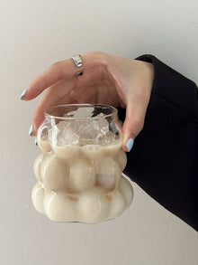 Grape shaped glass coffee cup with handle