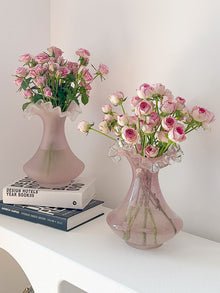Matt pink mermaid tail glass flower vase