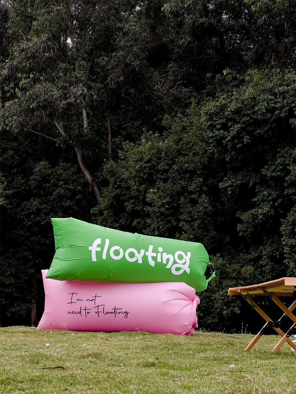 Inflatable outdoor lounger sofa for portable seating at the beach, campsite or garden