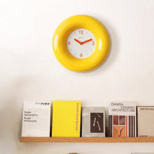 12-inch red bagel-inspired wall clock with minimalist dial