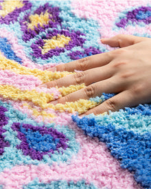 Blue butterfly tufted accent rug for bedroom or living room decor