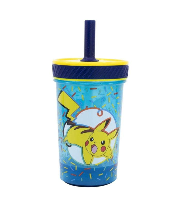 Pokémon mintás műanyag pohár szívószállal