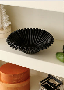 Black resin wave fruit tray for serving fruit, snacks, or decorative accents