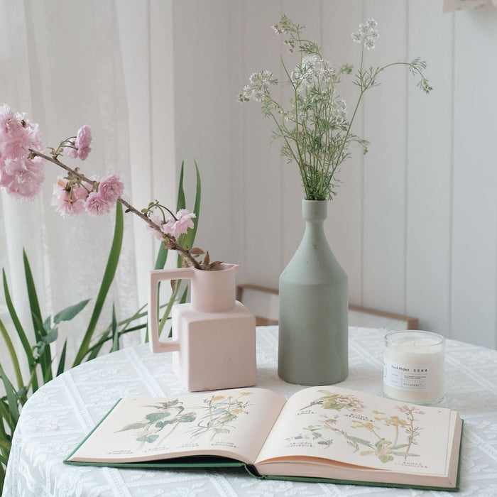 Green geometric Morandi ceramic vase for modern home decor