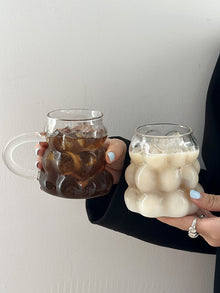 Grape shaped glass coffee cup with handle