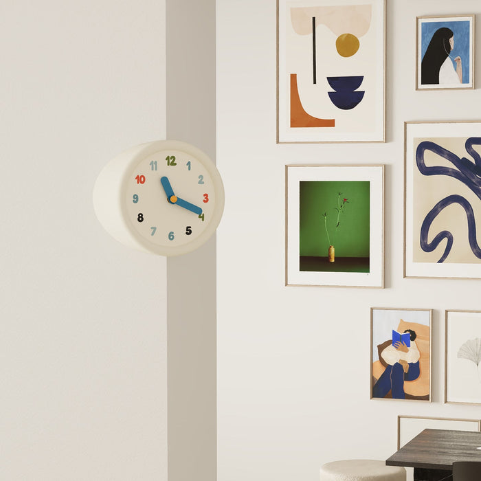 White double-sided corner clock with dots dial