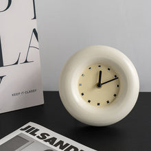Modern round white desk clock with minimalist matte finish