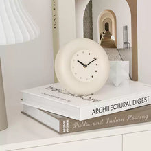 Modern round white desk clock with minimalist matte finish